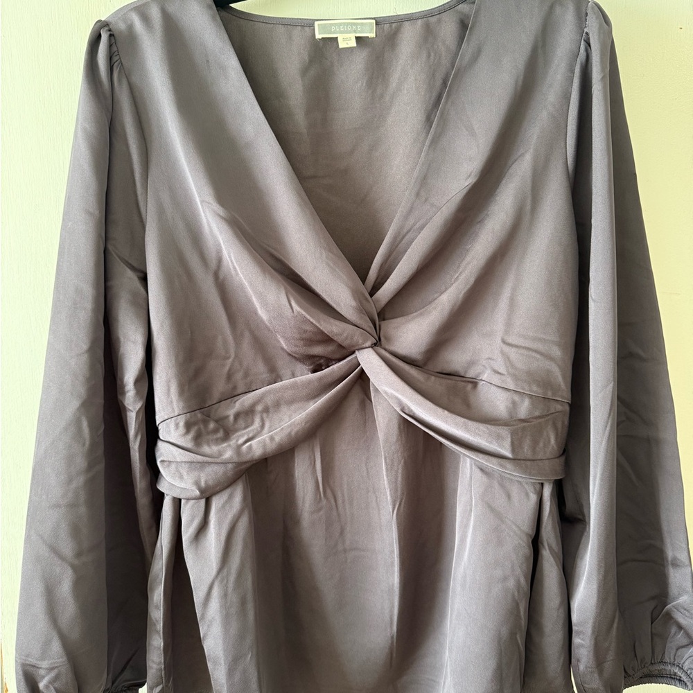 Pleione Charcoal Knot Front Blouse